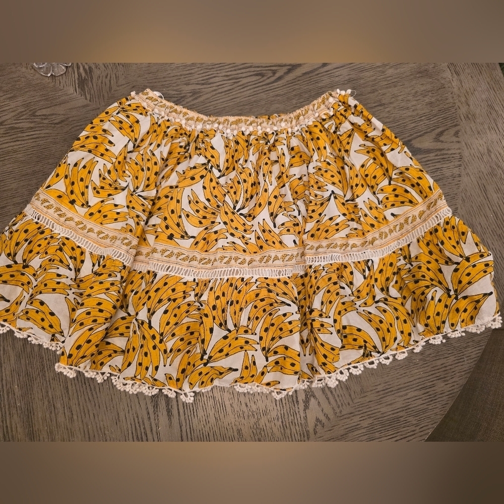 Farm Rio Spotted Banana Mini Skirt Size Small - Picture 1 of 8